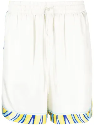 graphic-print silk track shorts