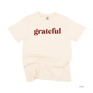 Grateful (block) - Maroon Design - SHORT SLEEVE COMFORT COLORS TEE