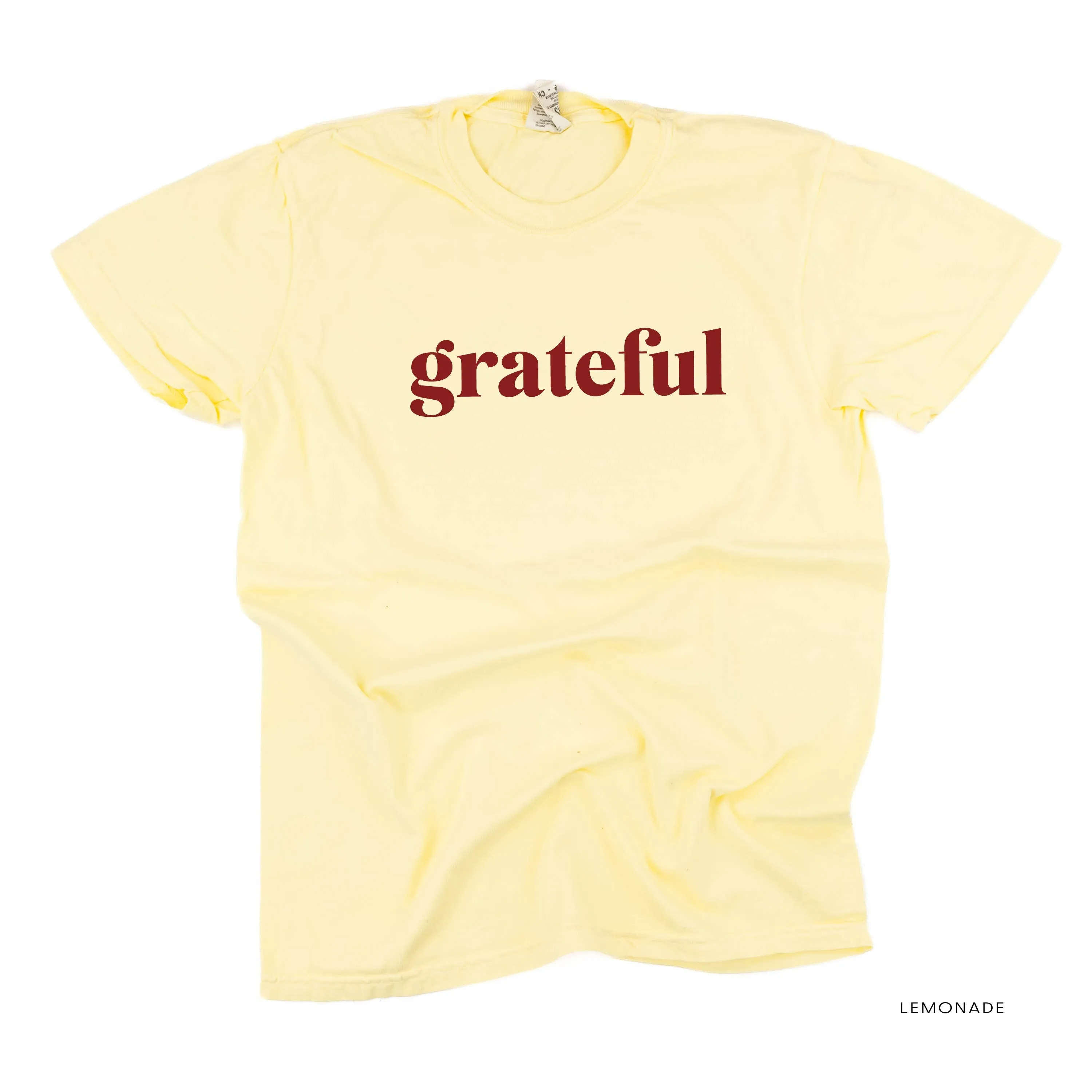 Grateful (block) - Maroon Design - SHORT SLEEVE COMFORT COLORS TEE