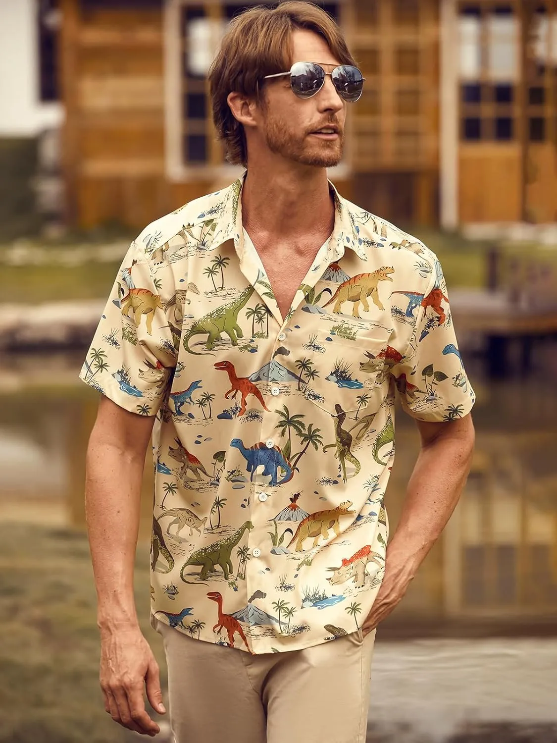 Hardaddy Men's Hawaiian Shirt Short Sleeve Funny Printed Casual Button Down Aloha Shirts
