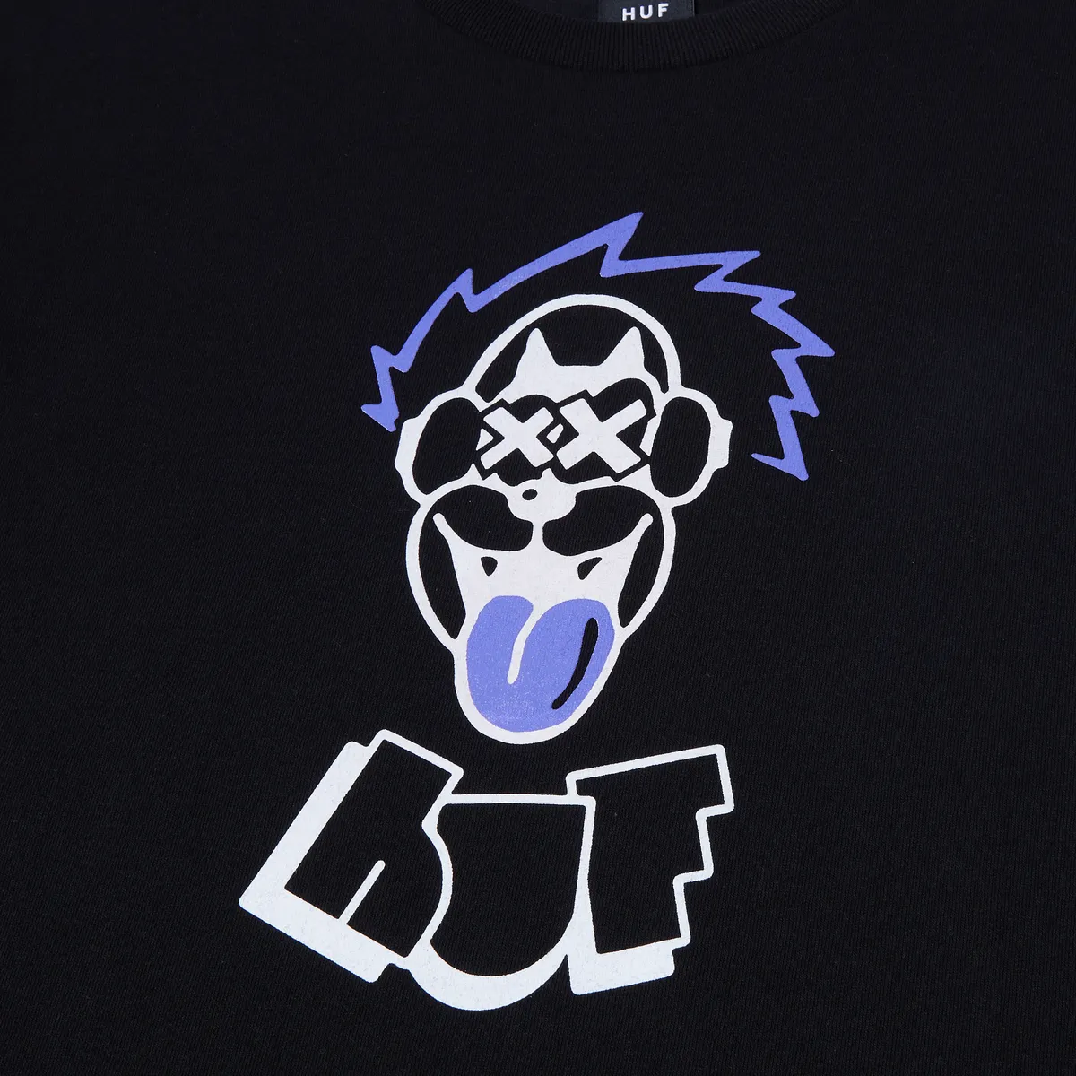 Huf Mens Party Wolf Short Sleeve T-Shirt Black TS01965 BLK