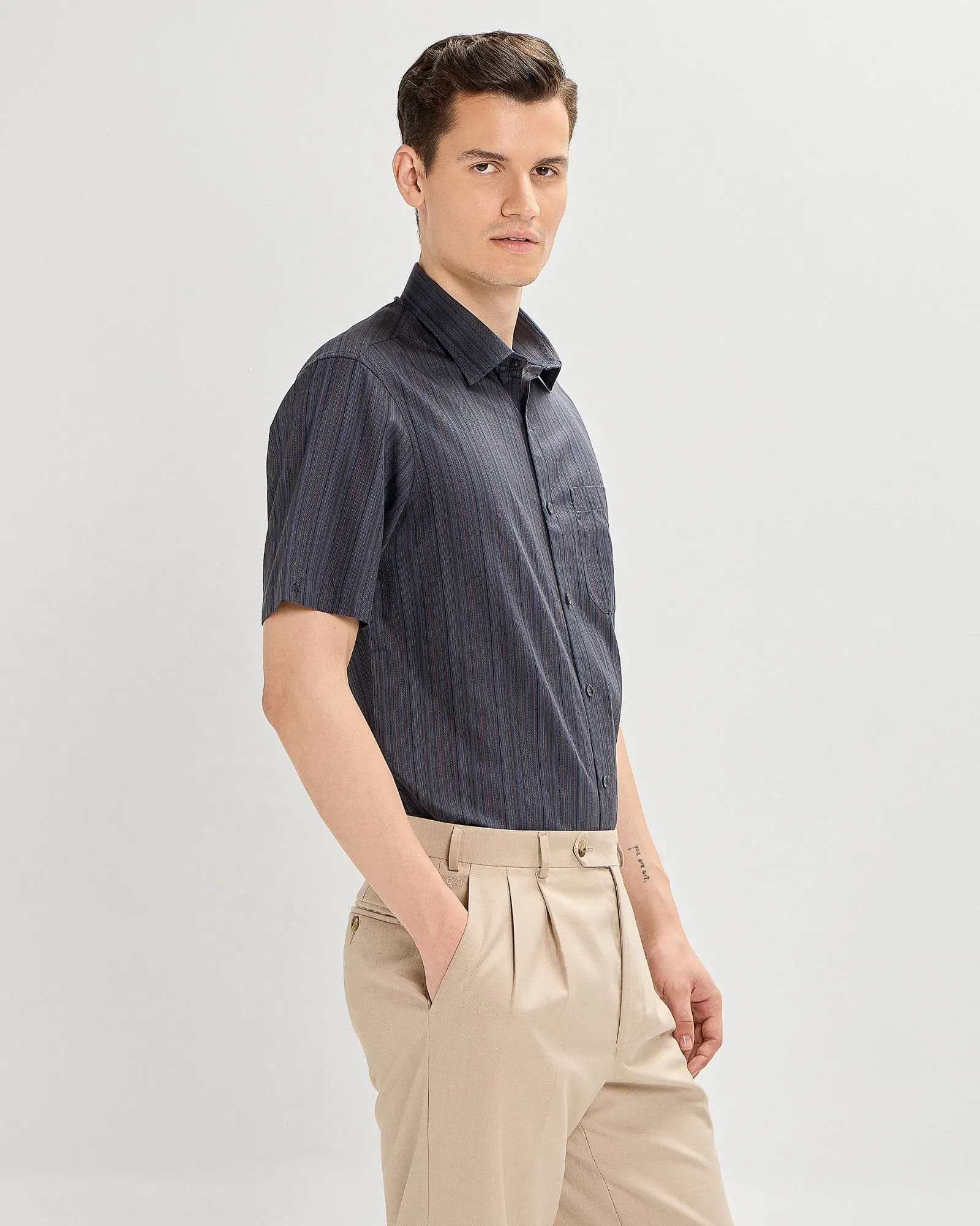 India Ink Short Sleeves Striped Shirt