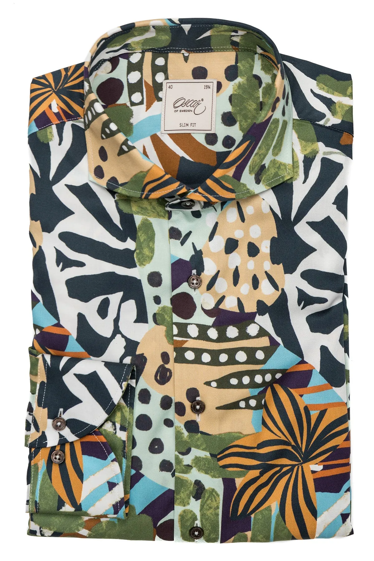 Jungle printed slim fit lyocell shirt
