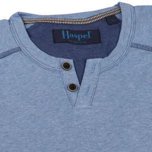 King Notch Neck T-Shirt - Short Sleeve Mid-Blue