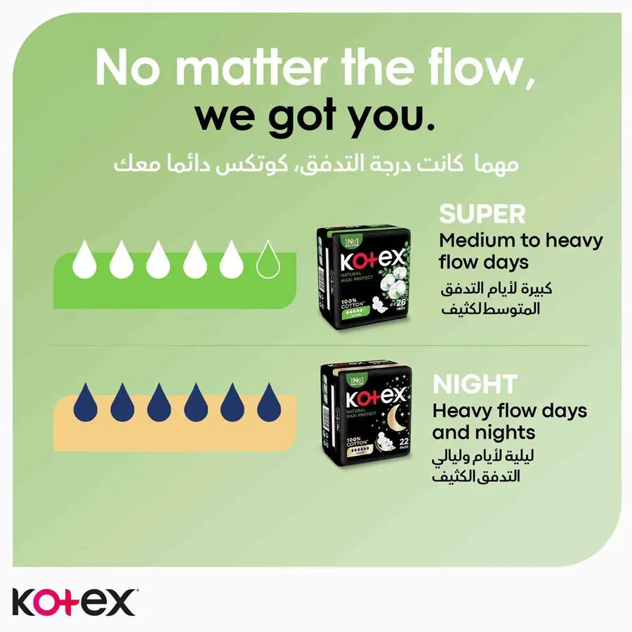 Kotex Natural Maxi Super Cotton 44's