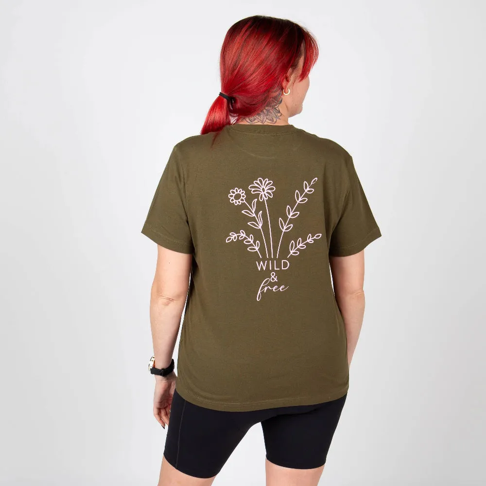 Large Wild & Free Print Over Sized T-Shirt