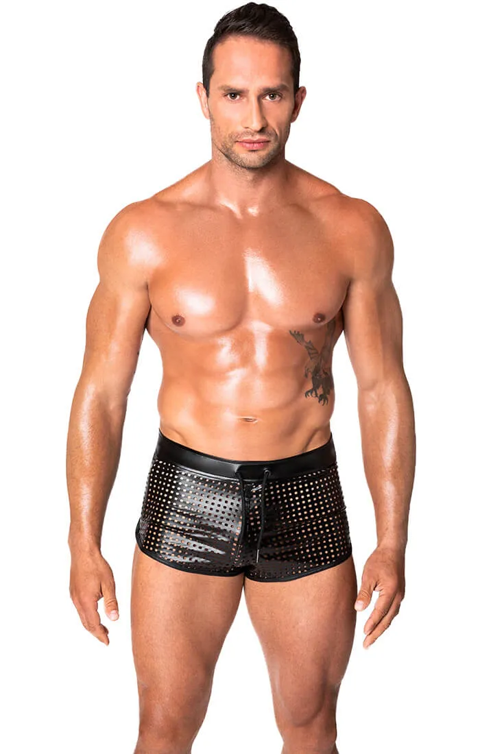 Laser-cut wet look boxer shorts - Lustful Conqueror