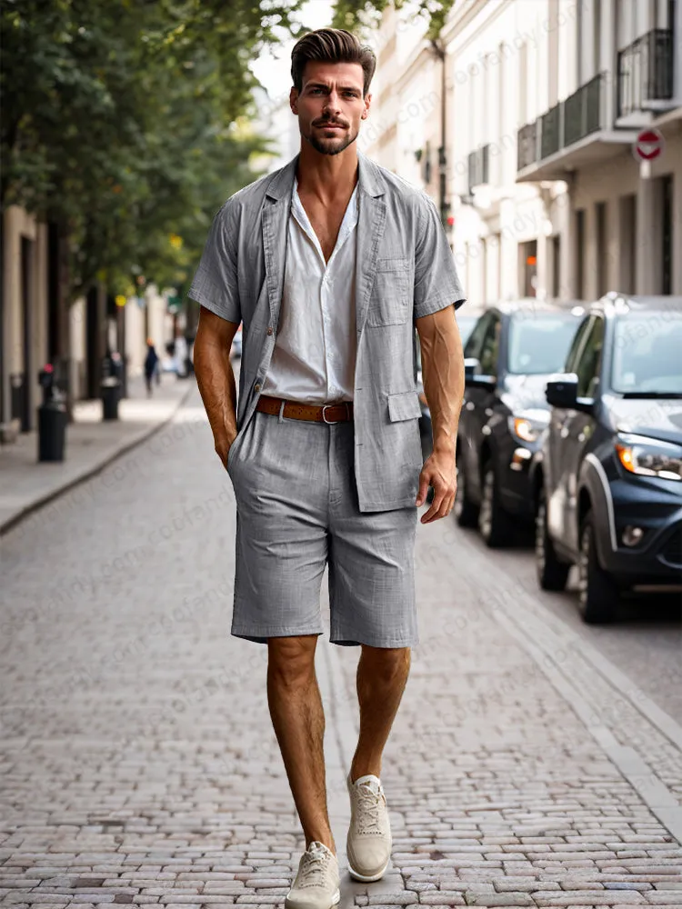Lightweight 100% Cotton Blazer Shorts Set