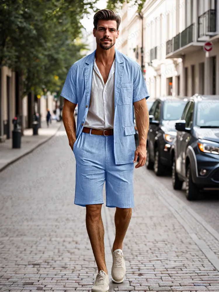 Lightweight 100% Cotton Blazer Shorts Set