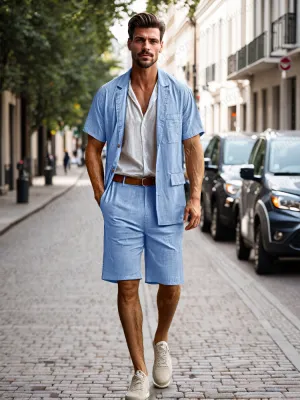 Lightweight 100% Cotton Blazer Shorts Set