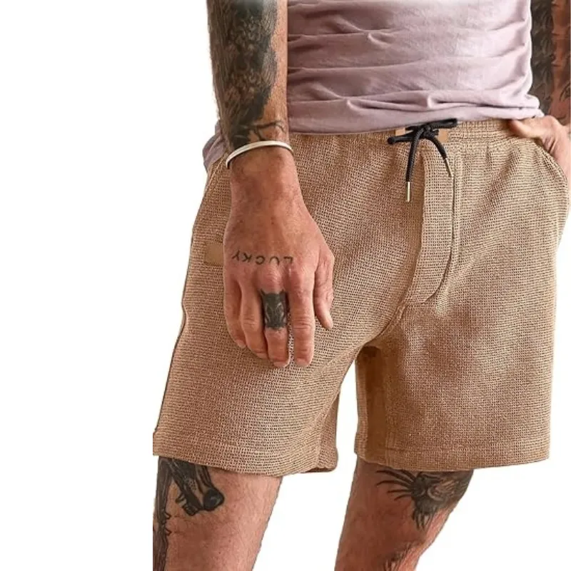 Lightweight Waffle Shorts With Drawstring And Pockets