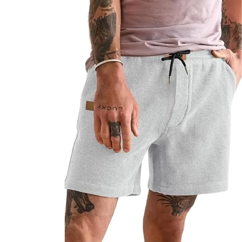 Lightweight Waffle Shorts With Drawstring And Pockets