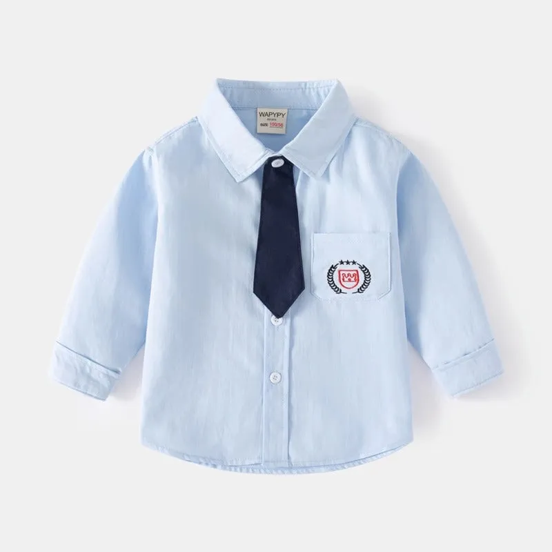 Long-Sleeved New Fashion College Wind Trendy Baby Boy's Shirt