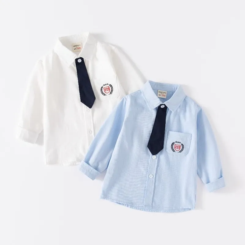 Long-Sleeved New Fashion College Wind Trendy Baby Boy's Shirt
