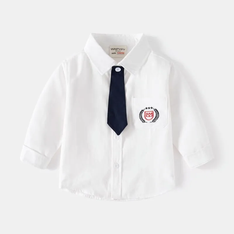Long-Sleeved New Fashion College Wind Trendy Baby Boy's Shirt