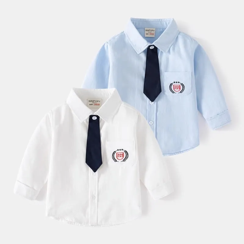 Long-Sleeved New Fashion College Wind Trendy Baby Boy's Shirt