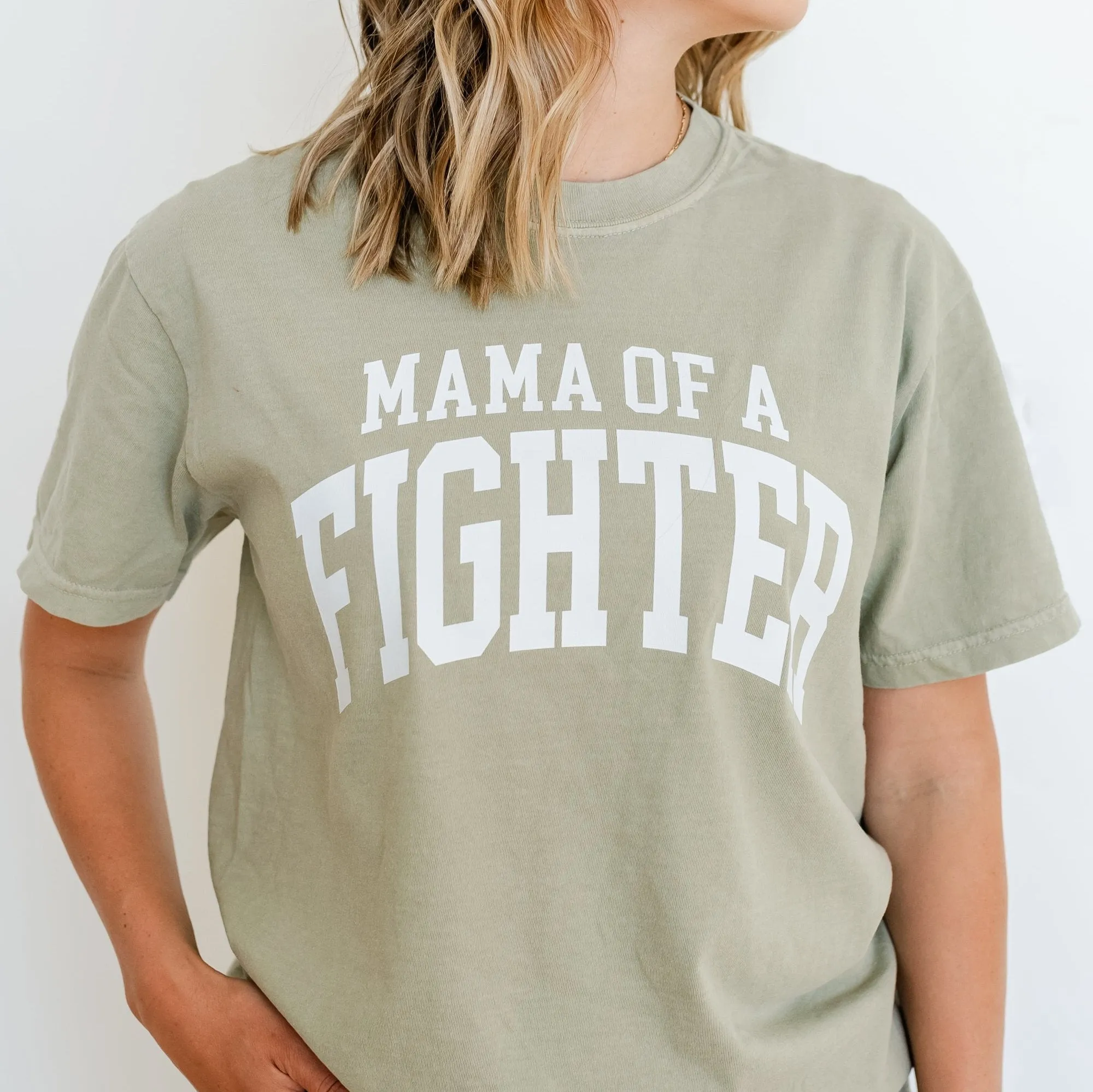 Mama of a Fighter - Varsity - SHORT SLEEVE COMFORT COLORS TEE