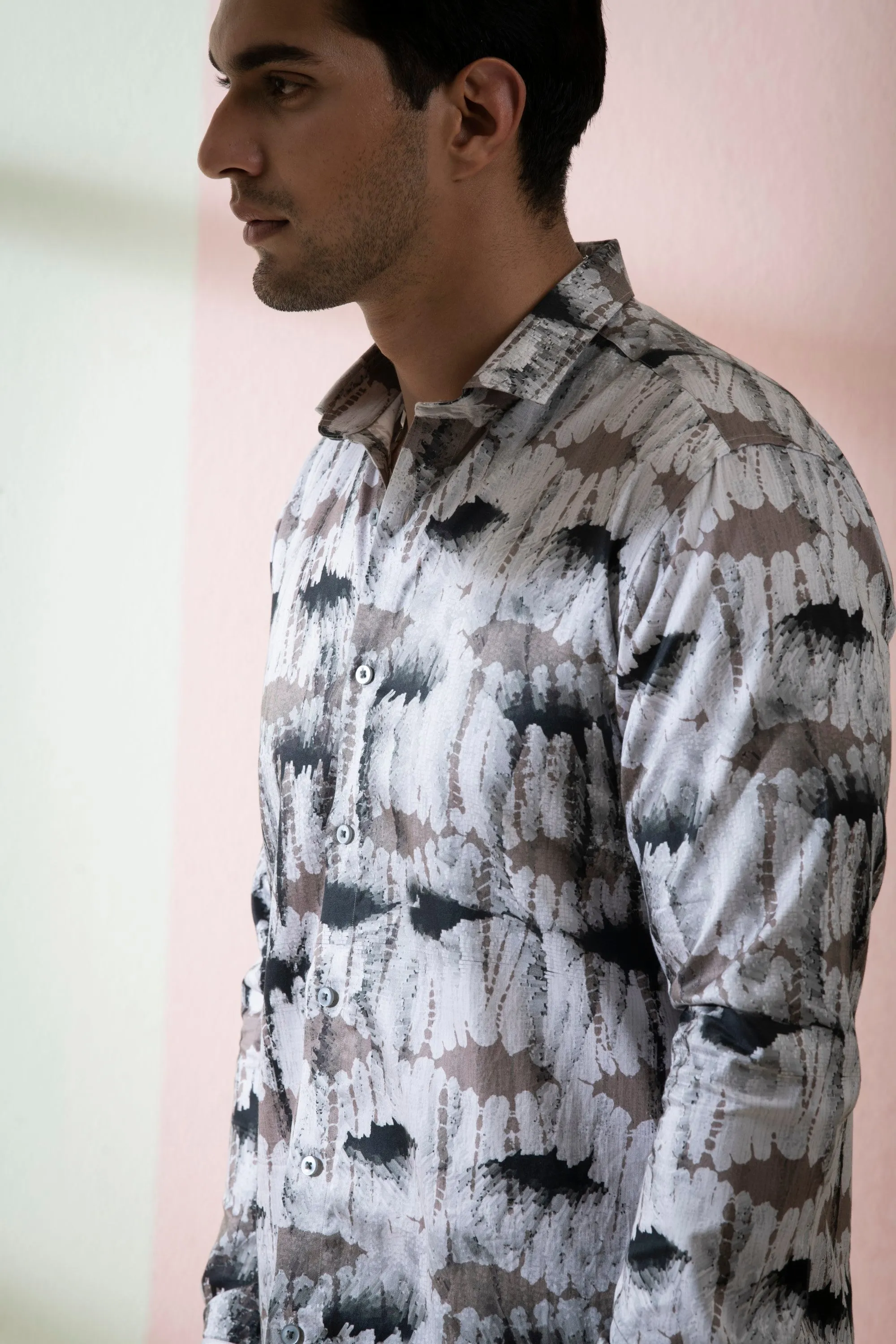 Men's Black Color Caron Full Sleeves Shirt - Hilo Design