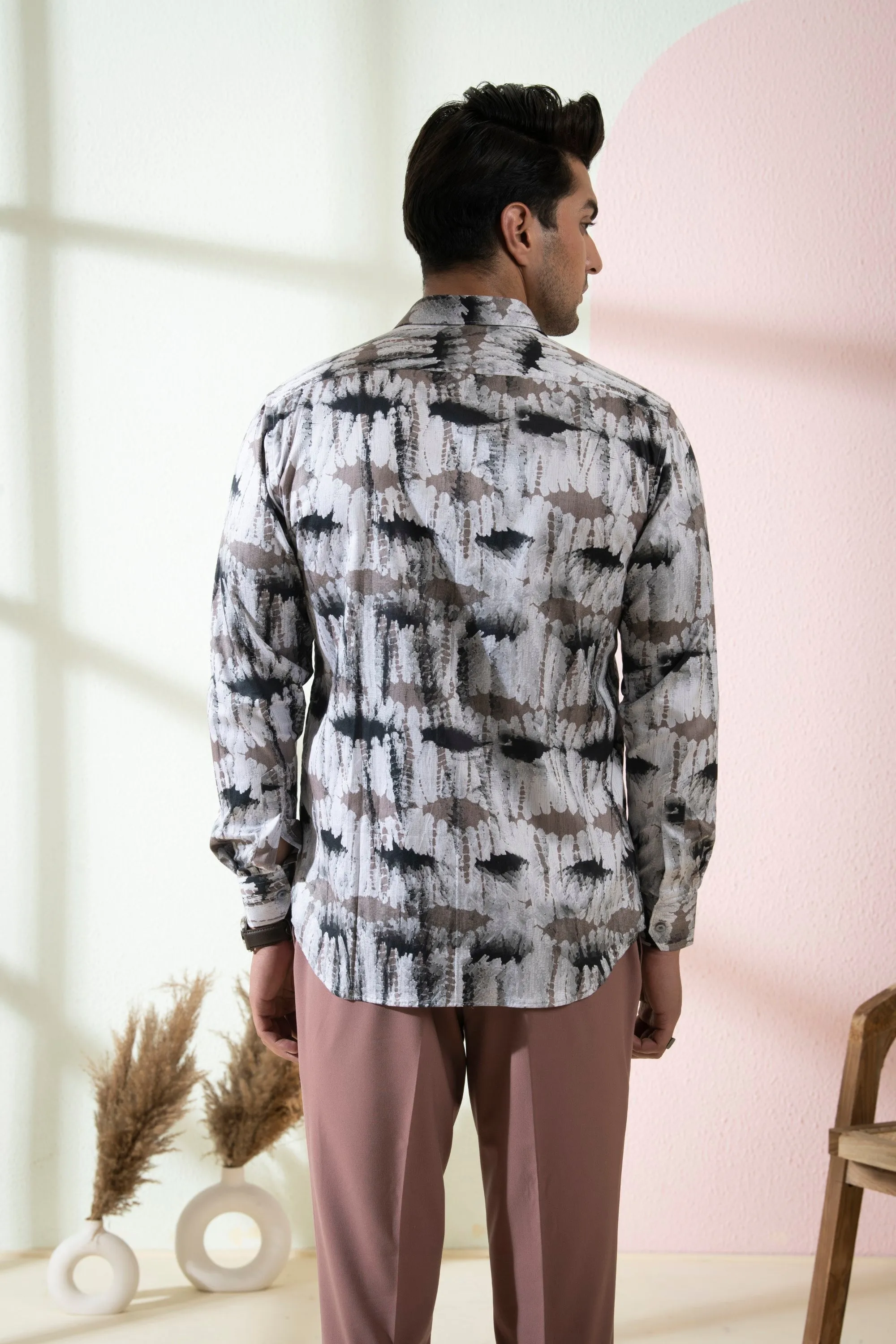 Men's Black Color Caron Full Sleeves Shirt - Hilo Design