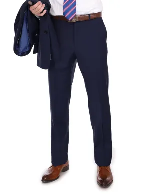 Men's Blujacket Navy Blue 100% Wool Slim Fit Dress Pants