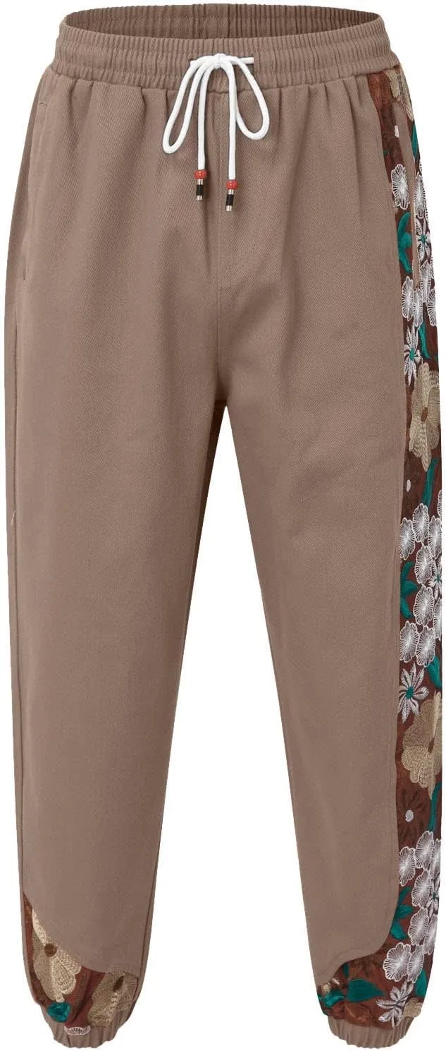 Mens Hipster Dashiki Yoga Harem Pants Drawstring Elastic Waist Twill Boho Bloomer Trousers Loose Hippie Lounge Pants