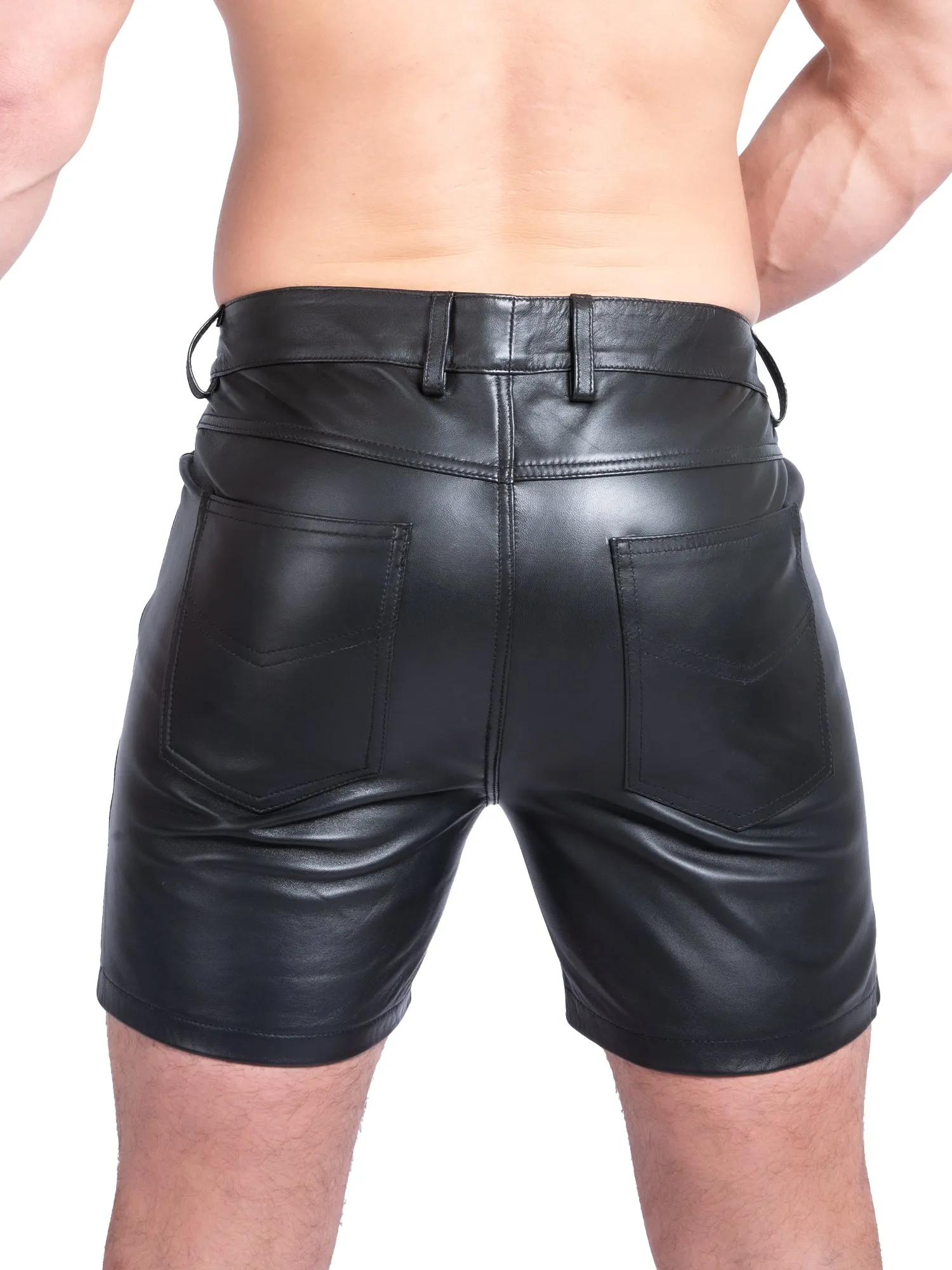 Mens Leather Mid-Length Shorts