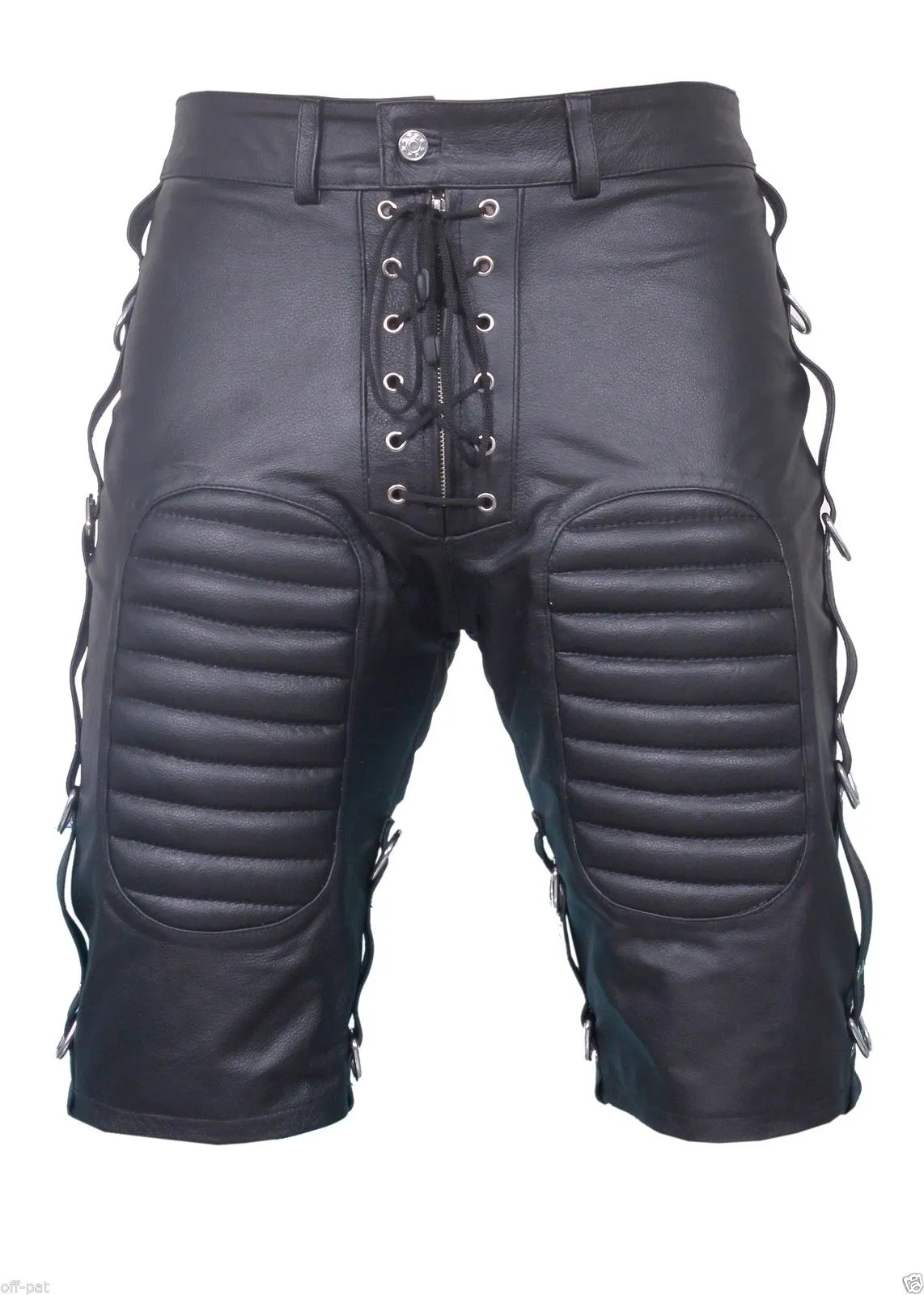 Men's Real Leather Featuring Side Straps Padded Shorts