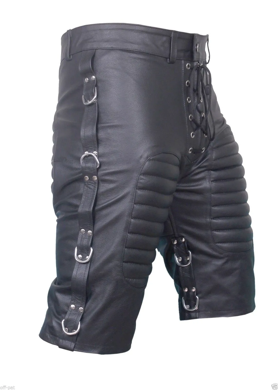 Men's Real Leather Featuring Side Straps Padded Shorts