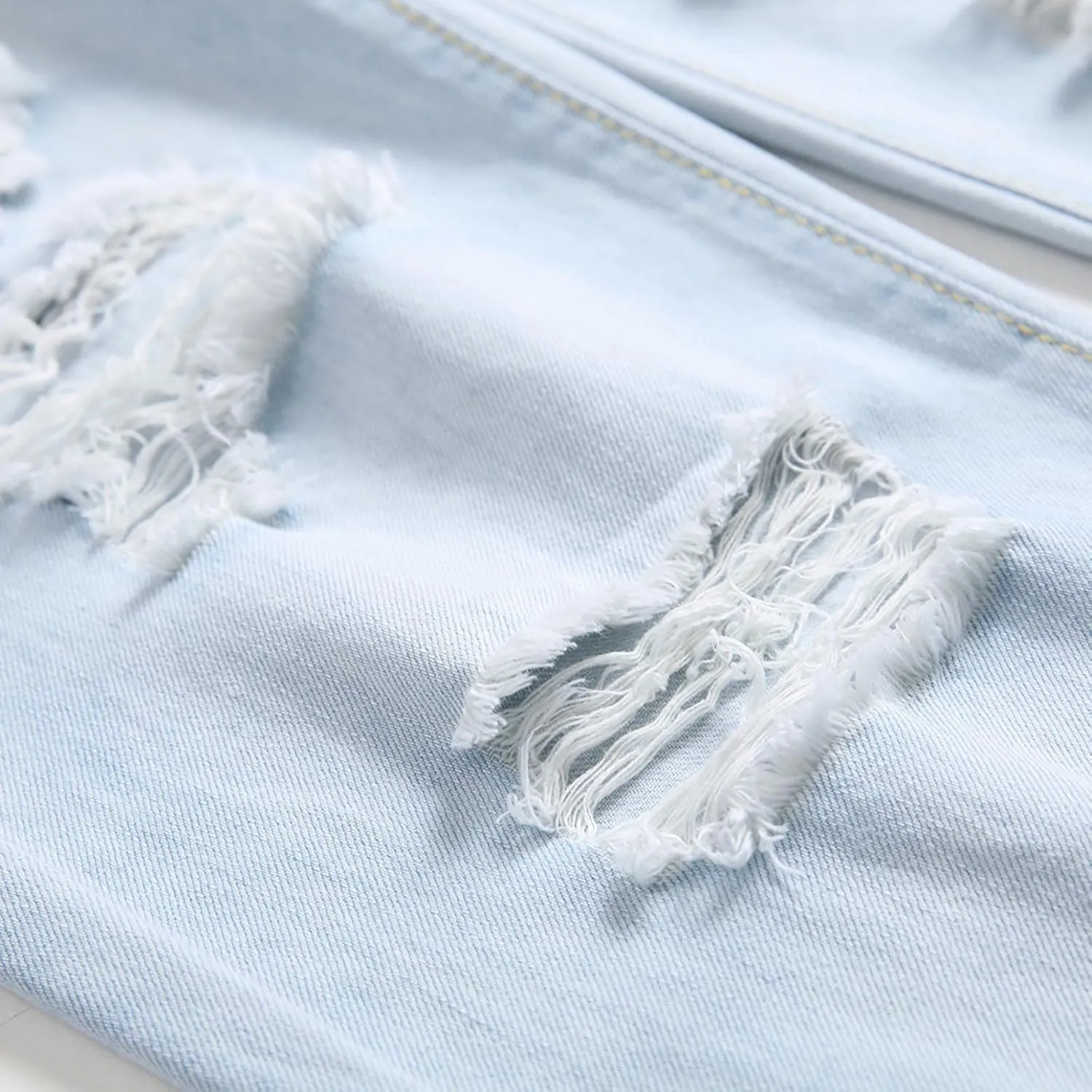 Mens Ripped Jeans Slim Fit Straight Leg Denim Pants Distressed Destroyed Boyfriend Jeans with Pockets