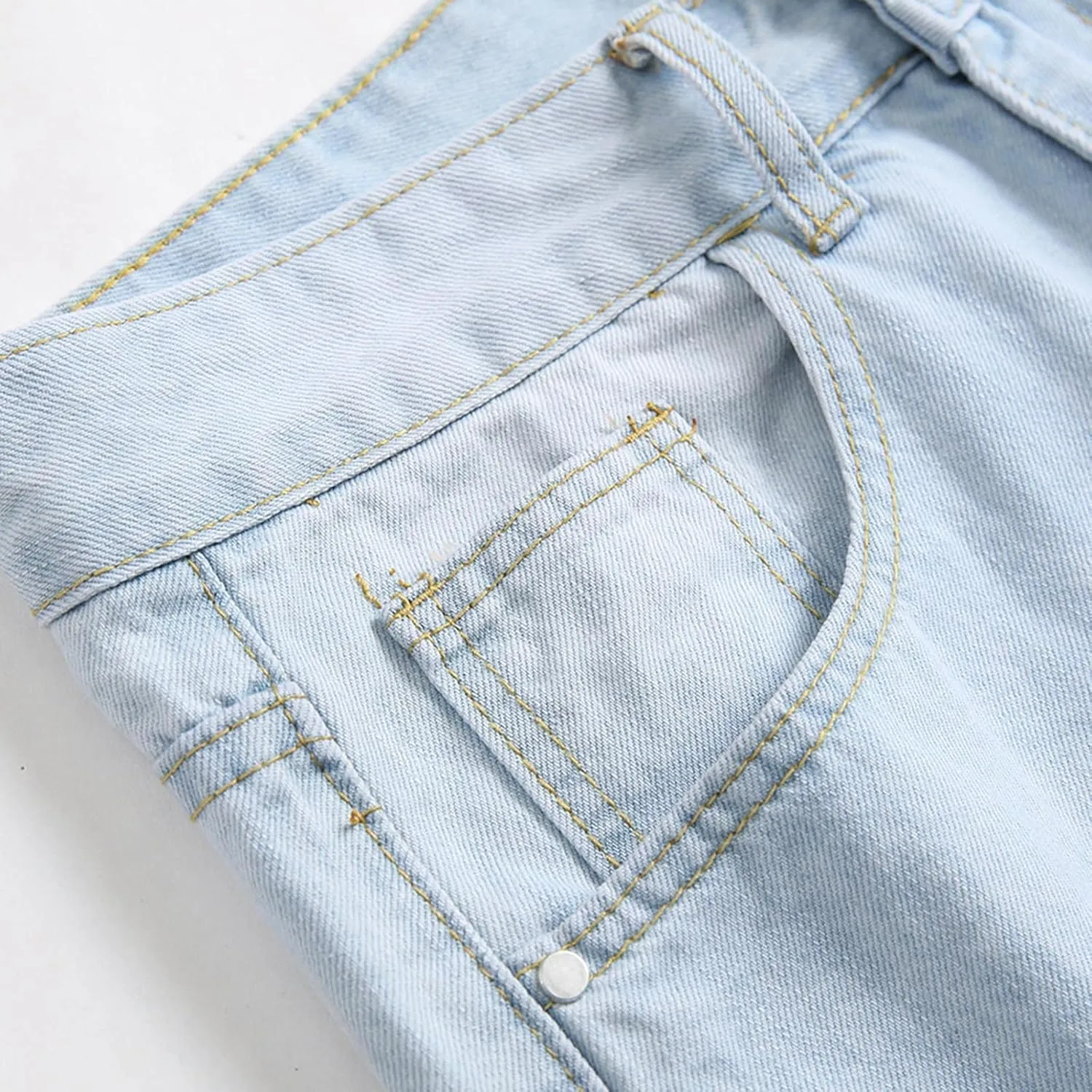 Mens Ripped Jeans Slim Fit Straight Leg Denim Pants Distressed Destroyed Boyfriend Jeans with Pockets