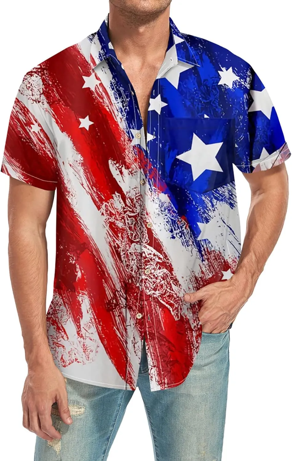 Men's Short Sleeve Button Down Bowling Shirts Hawaiian Casual Printed Summer Regular Fit Beach Aloha Shirt