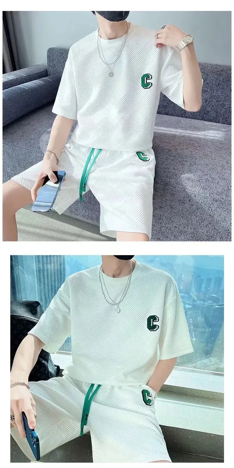 Men's Summer Round Neck Short Sleeves Two-piece Suit S5010560 L