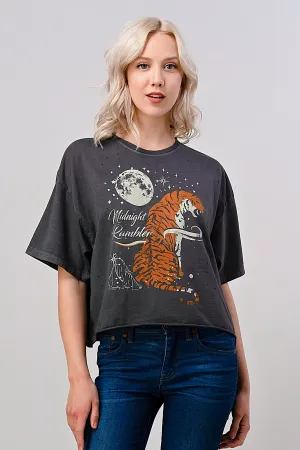Midnight Rambler Oversized distressed 80's Cropped T shirt