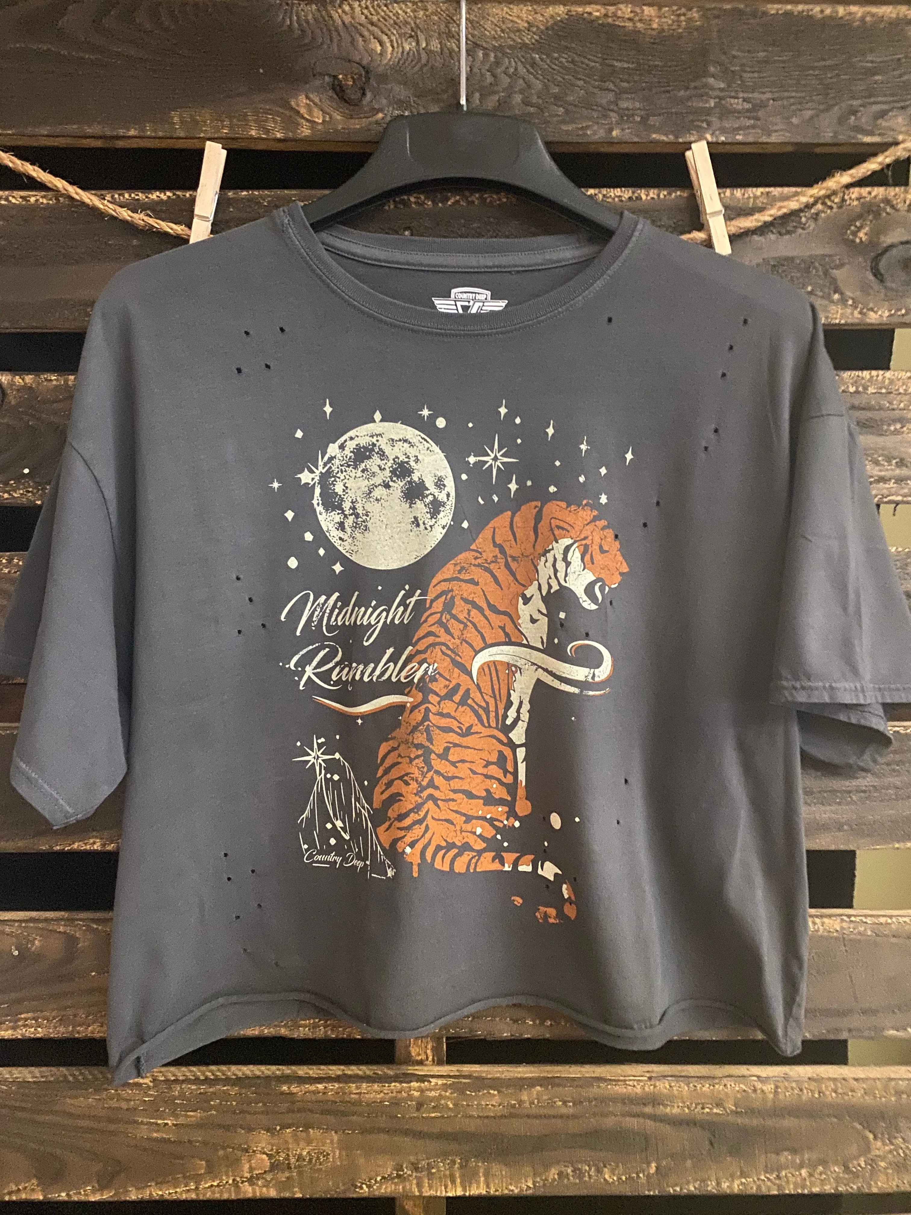 Midnight Rambler Oversized distressed 80's Cropped T shirt