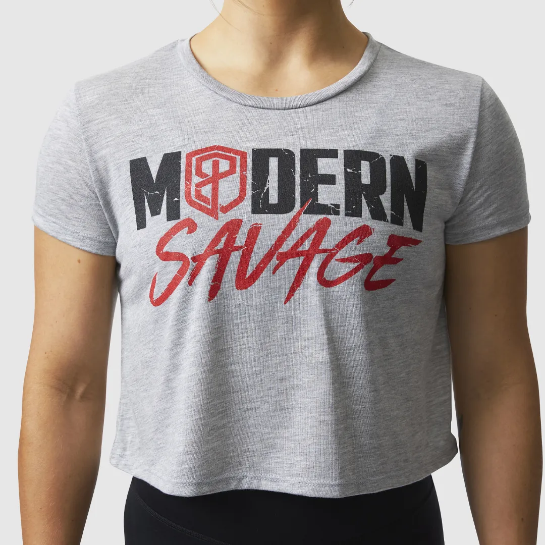 Modern Savage Crop Tee (Heather Grey)