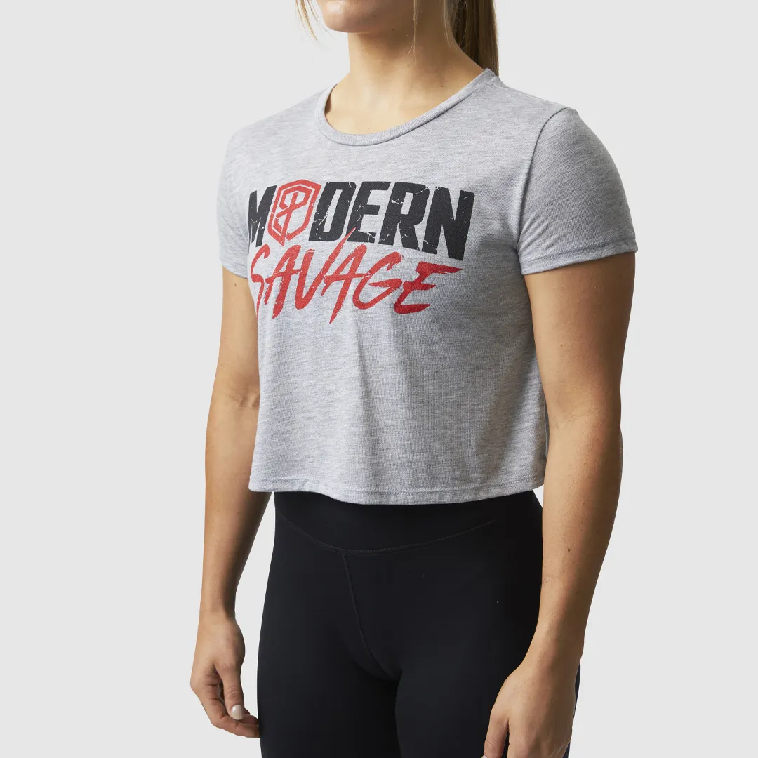 Modern Savage Crop Tee (Heather Grey)