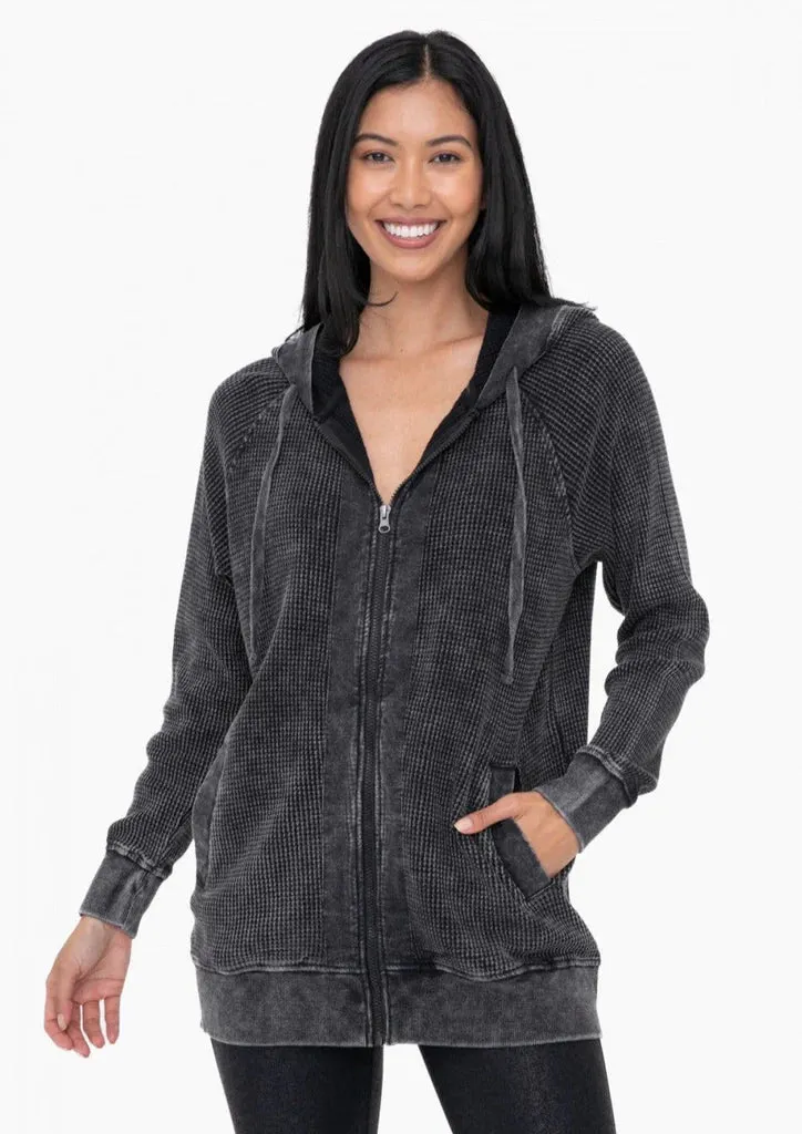 Mono B Mineral Washed Waffle Relaxed Hoodies