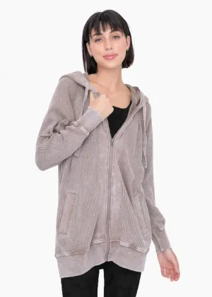 Mono B Mineral Washed Waffle Relaxed Hoodies