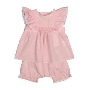 NADINE | Girls Pink Plumeti Shorts Set