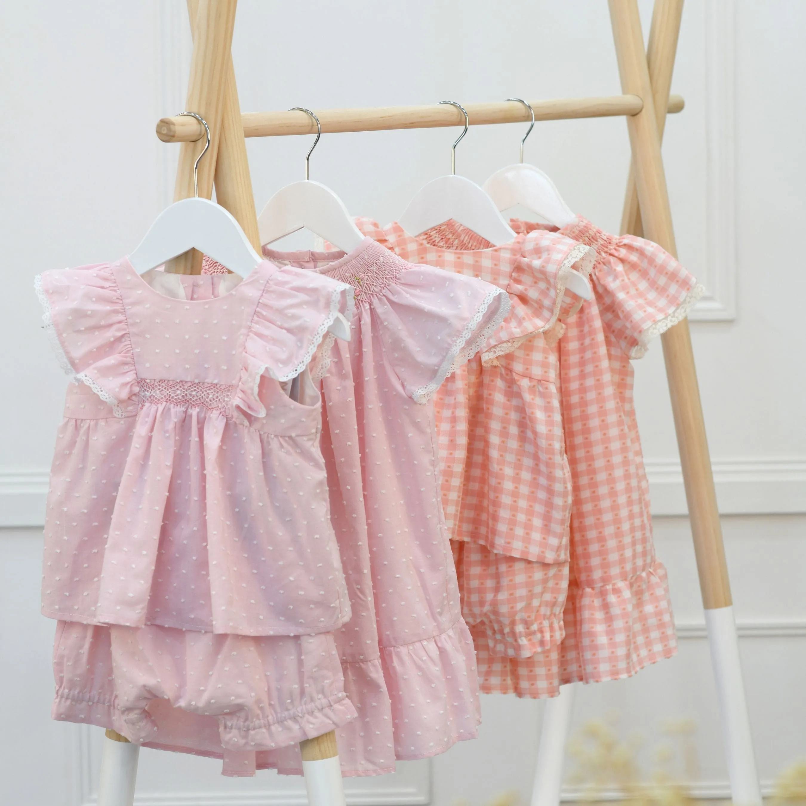 NADINE | Girls Pink Plumeti Shorts Set