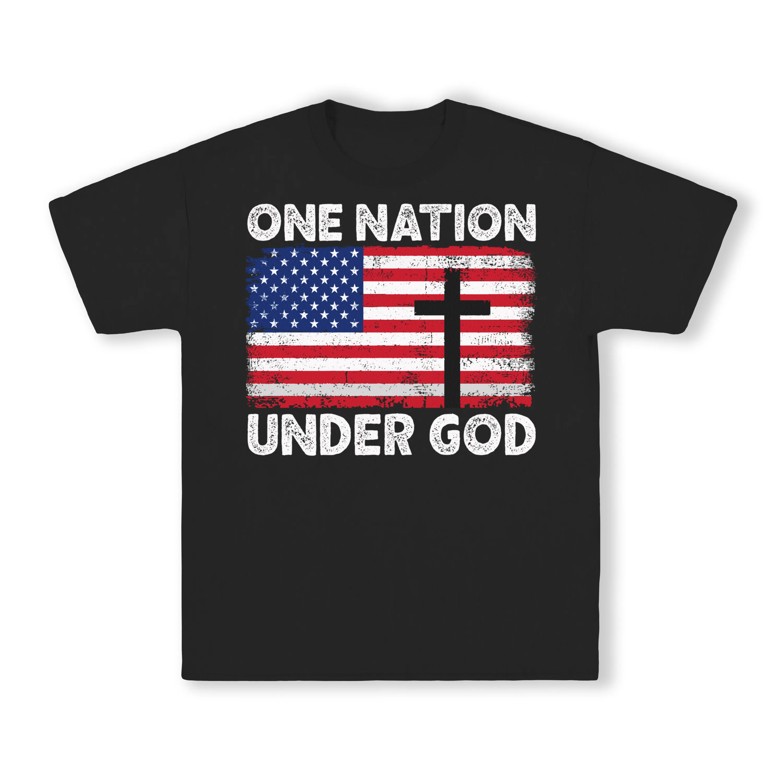 One Nation Under God Flag with Cross T-Shirt