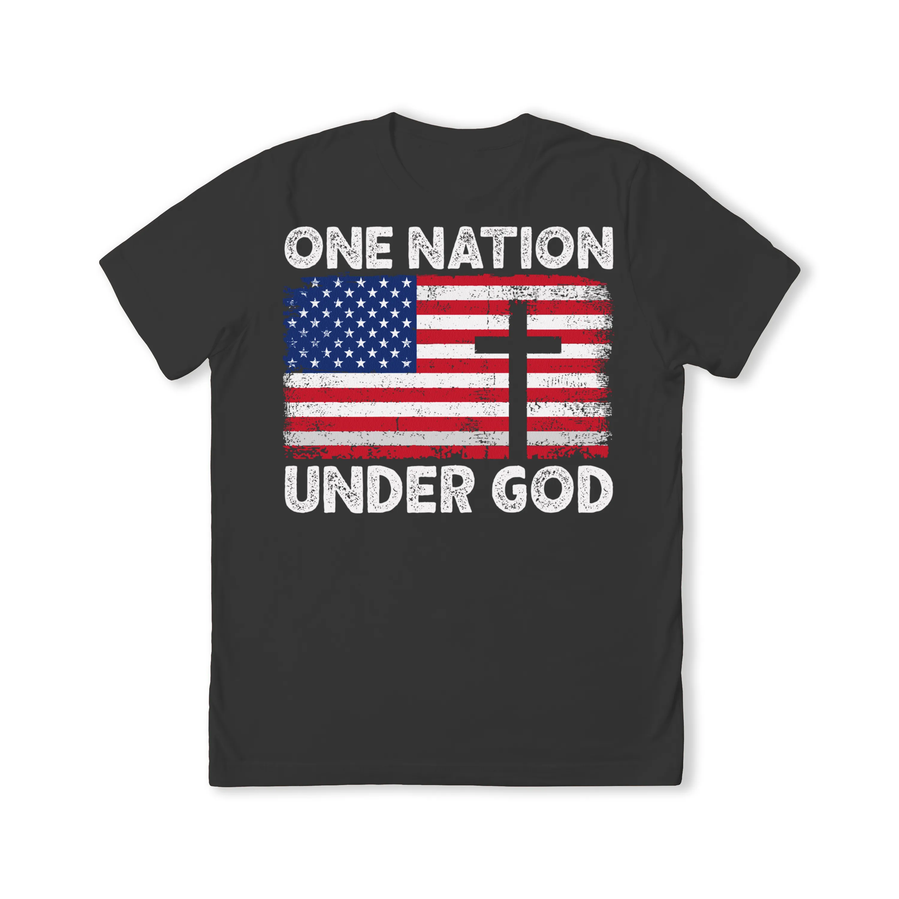 One Nation Under God Flag with Cross T-Shirt