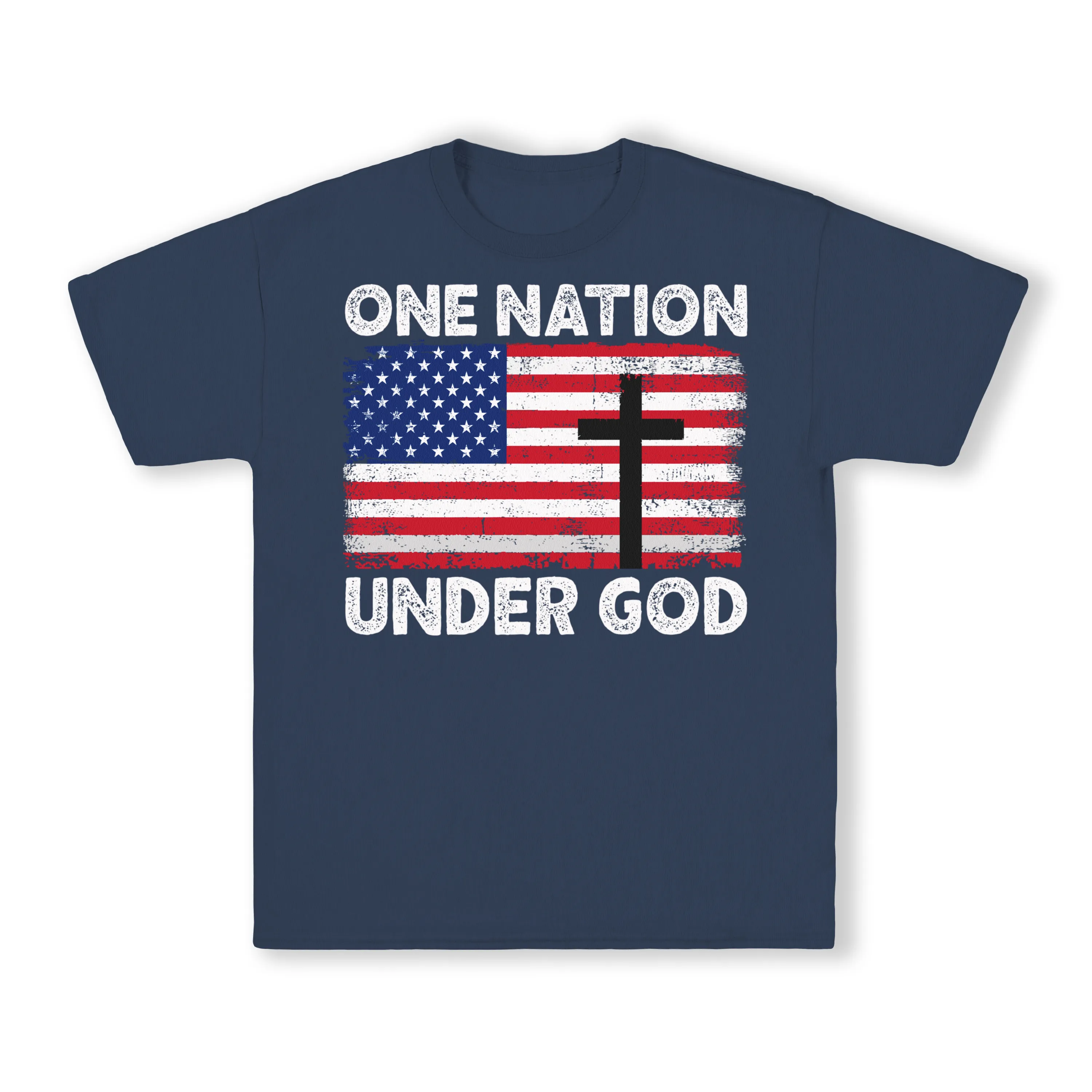 One Nation Under God Flag with Cross T-Shirt