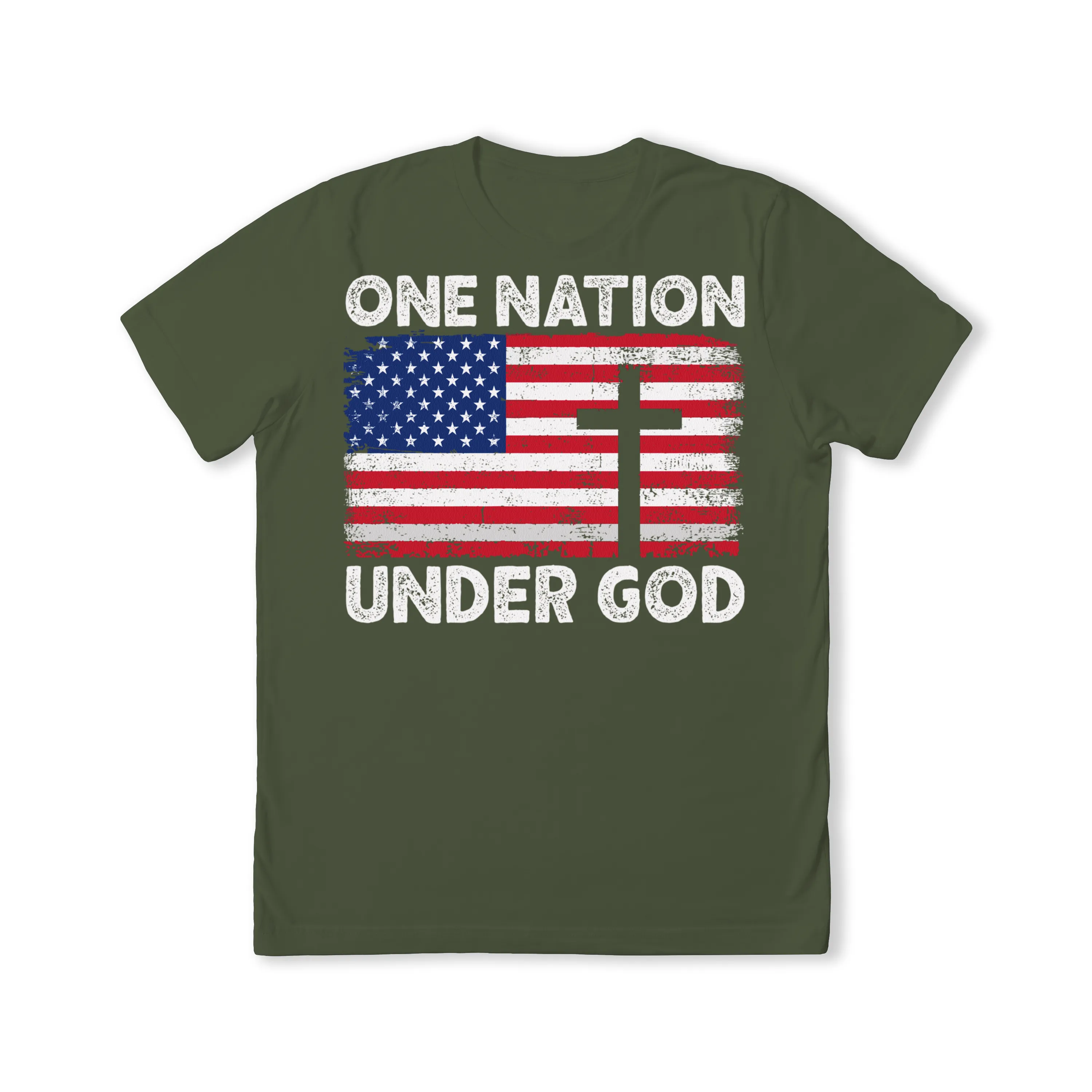 One Nation Under God Flag with Cross T-Shirt