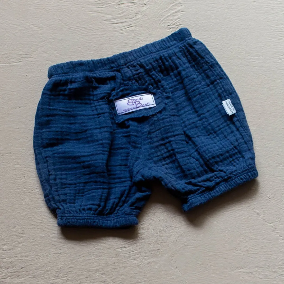 Organic Cotton Baby Shorts (Bloomers) - Navy