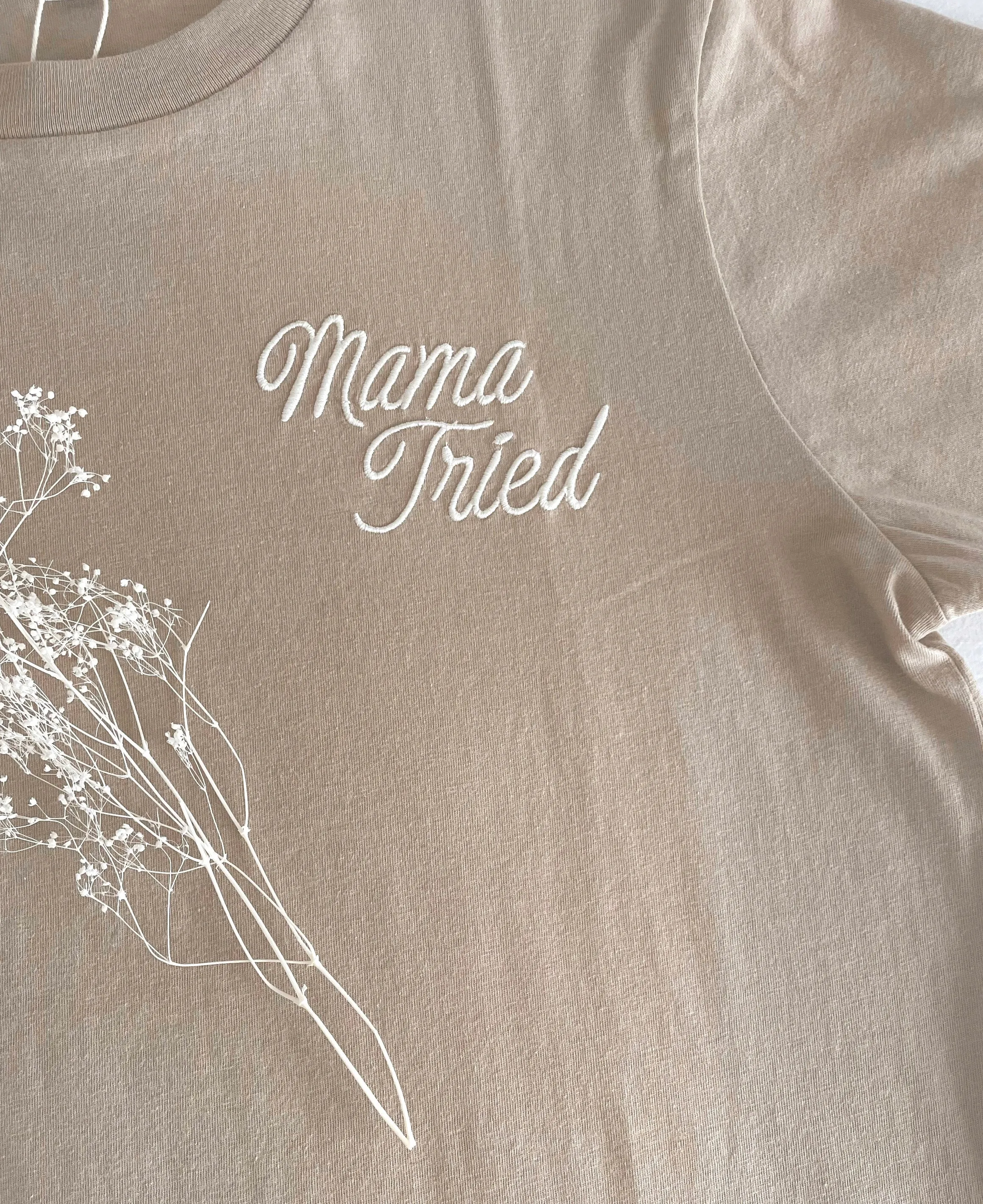 Organic Cotton Embroidered Mom Tee | Mama Tried
