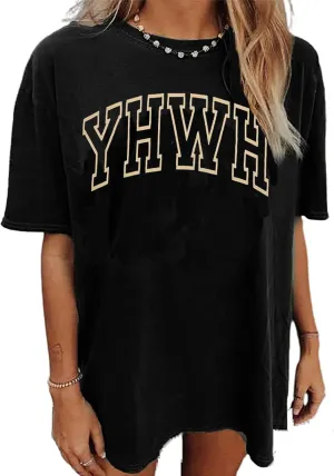 Oversized Christian Shirts for Women/Faith Jesus Graphic Tees/Bible Verse Short Sleeve Casual Loose T-Shirt Top