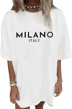 Oversized Tshirts for Women Trendy Graphic Tees Vintage Summer Short-Sleeve Preppy Shirts Casual