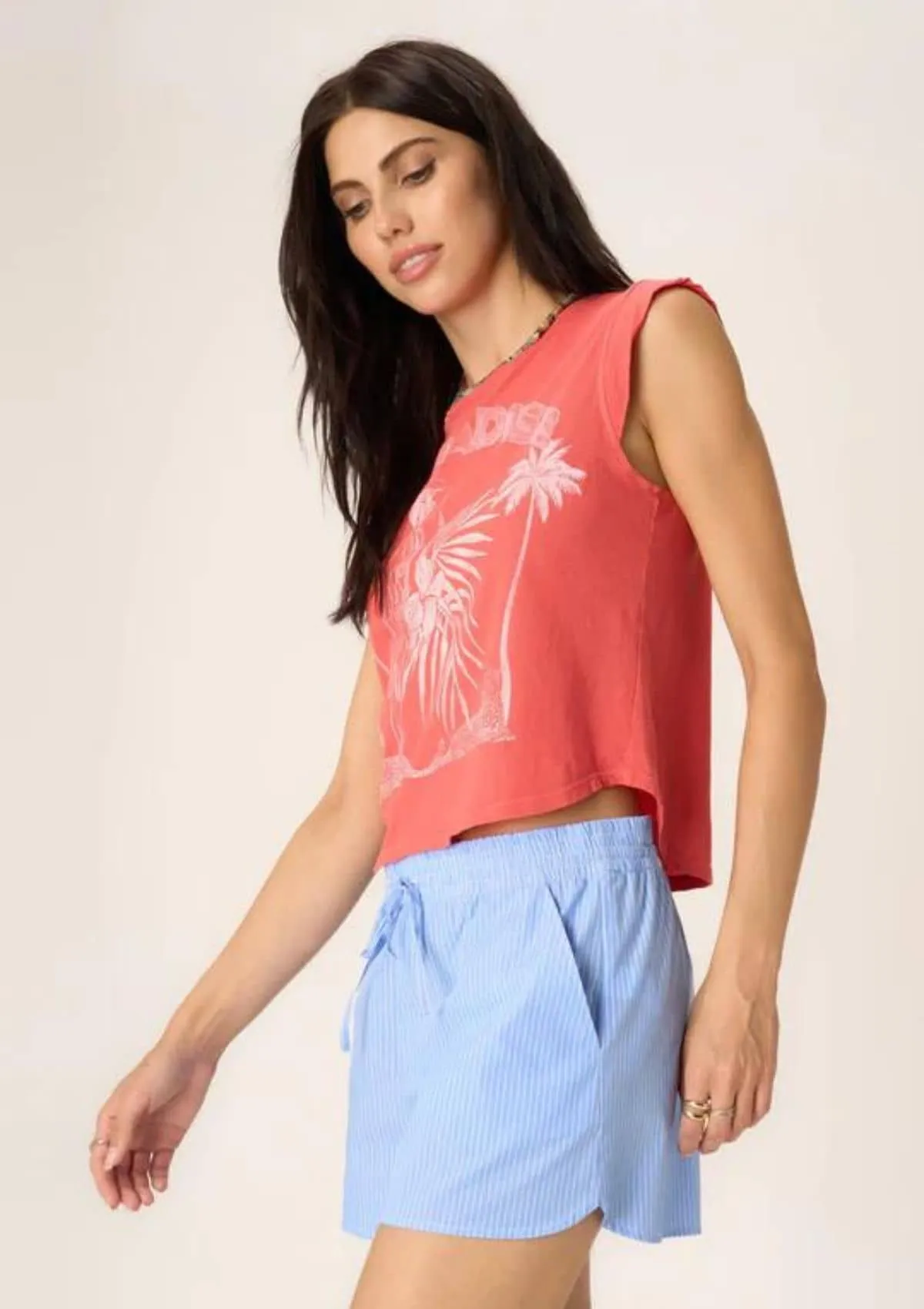 Paradise Muscle Tank - Sunset Coral
