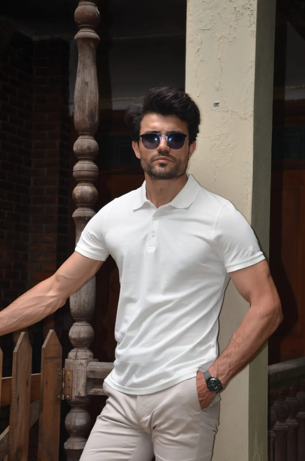 Perry Slim Fit Ecru Polo Tees